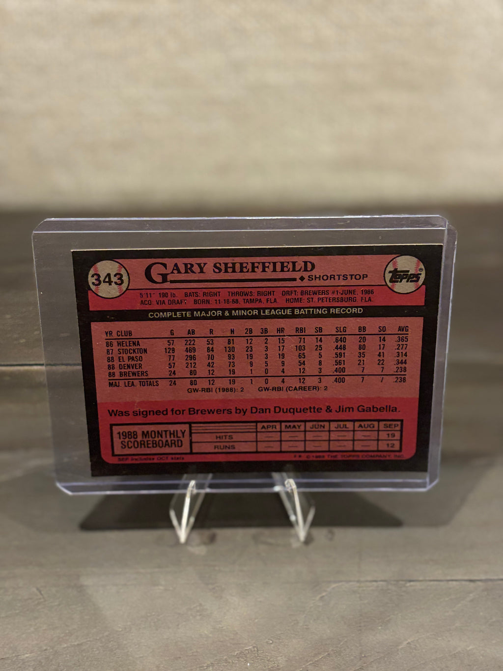 Gary Sheffield Rookie Card – Topps “Future Star” – Milwaukee Brewers