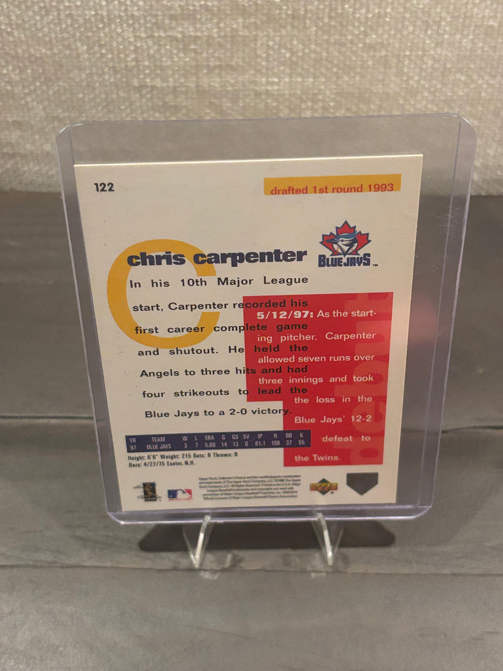 Chris Carpenter Rookie Class – Upper Deck Collector’s Choice –  Diamond Debut