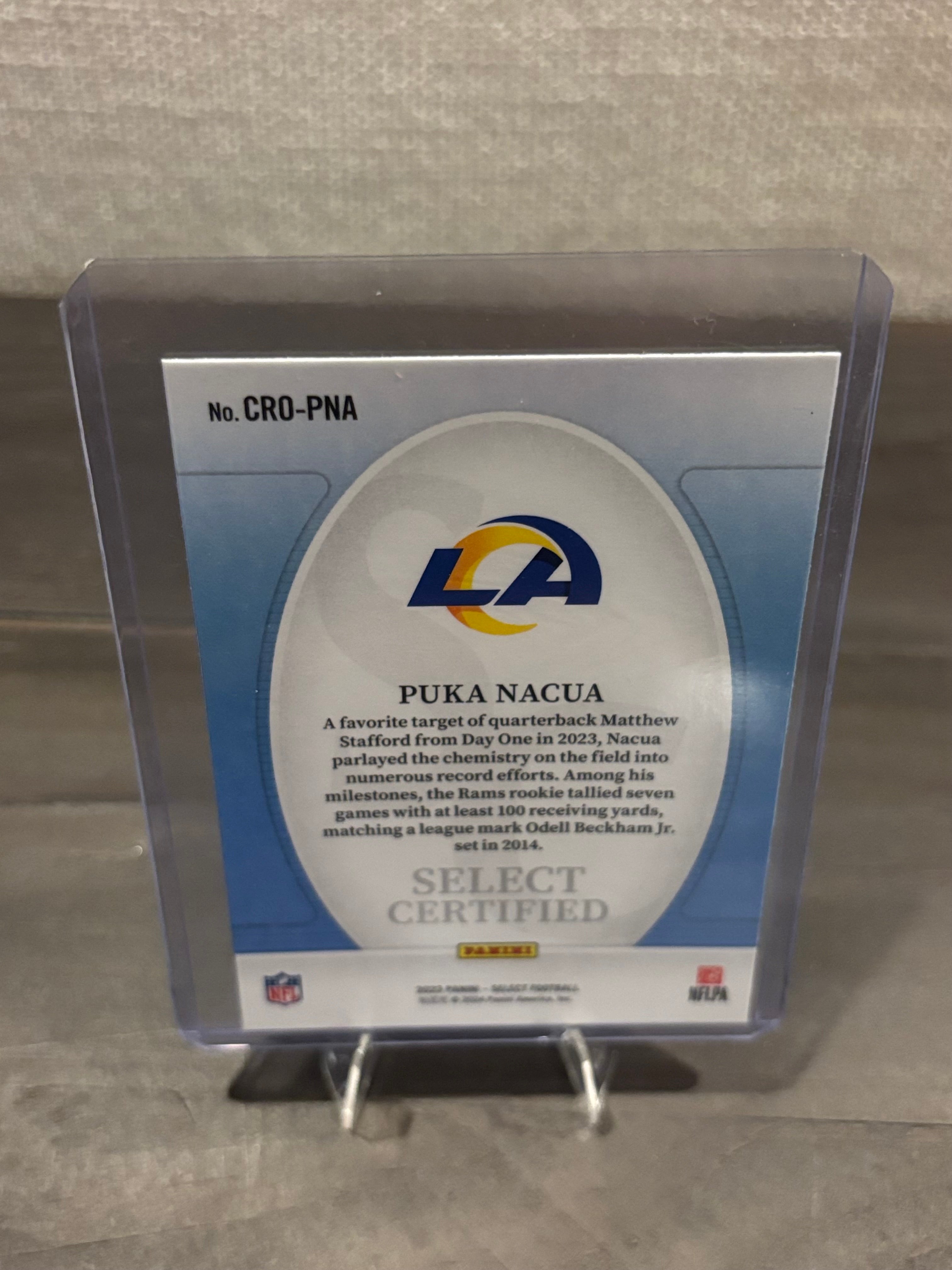 Puka Nacua 2023 Panini Select Certified RC – Los Angeles Rams – Rookie Card
