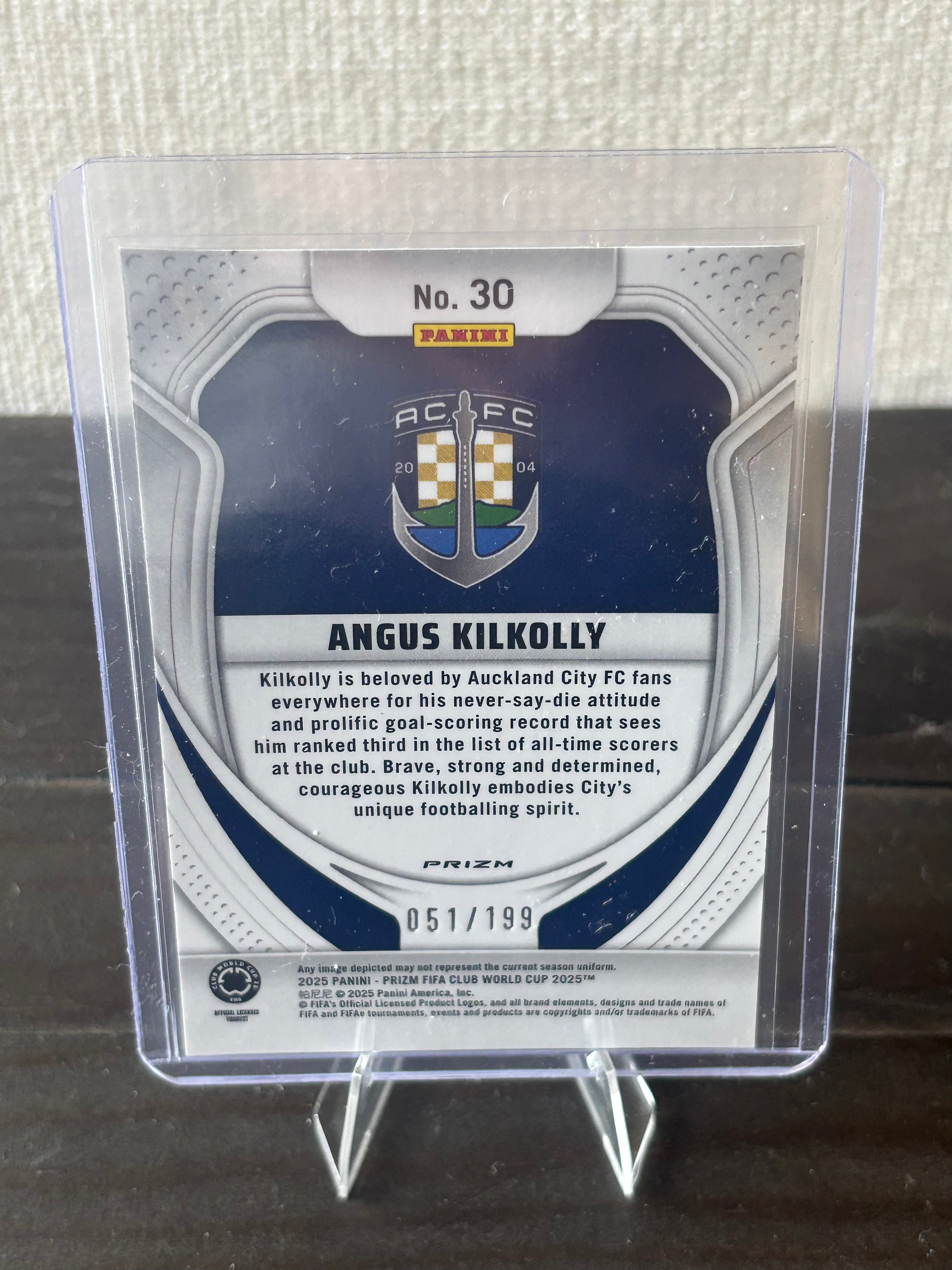 Angus Kilkolly 2025 Panini Prizm FIFA Club World Cup RC Orange Prizm /199 #051/199 – Auckland City FC (No. 30)